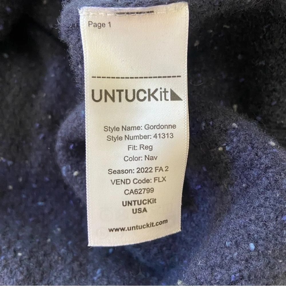 Untuckit Sweater Men’s XL Blue Wool Knit Pullover Cardigan Lambswool Warm Preppy